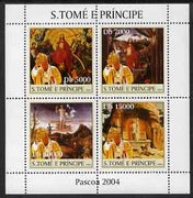 St Thomas & Prince Islands 2004 Easter & Pope perf sheetlet containing 4 values unmounted mint, Mi 2663-66