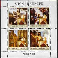 St Thomas & Prince Islands 2004 Christmas & Pope perf sheetlet containing 4 values unmounted mint, Mi 2659-62