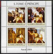 St Thomas & Prince Islands 2004 Christmas & Pope perf sheetlet containing 4 values unmounted mint, Mi 2659-62
