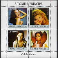 St Thomas & Prince Islands 2004 Celebrities (Actresses) perf sheetlet containing 4 values unmounted mint, Mi 2653-56 (Marilyn, Brigette, Greta Garbo & Sophia Loren)