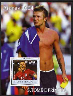 St Thomas & Prince Islands 2004 Athens Olympic Games perf s/sheet containing 1 value unmounted mint,Mi BL 516 (Michael Owen & Beckham)
