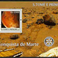 St Thomas & Prince Islands 2004 Conquest of Mars perf s/sheet containing 1 value with Rotary Logo unmounted mint,Mi BL 517