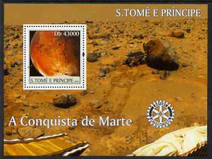 St Thomas & Prince Islands 2004 Conquest of Mars perf s/sheet containing 1 value with Rotary Logo unmounted mint,Mi BL 517