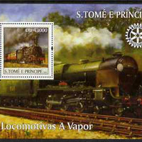 St Thomas & Prince Islands 2004 Steam Locomotives perf s/sheet containing 1 value with Rotary Logo unmounted mint,Mi BL 514