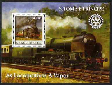St Thomas & Prince Islands 2004 Steam Locomotives perf s/sheet containing 1 value with Rotary Logo unmounted mint,Mi BL 514