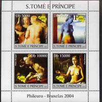 St Thomas & Prince Islands 2004 Nude Paintings (Phileuro) perf sheetlet containing 4 values unmounted mint, Mi 2687-90