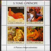 St Thomas & Prince Islands 2004 Impressionist Nude Paintings perf sheetlet #2 containing 4 values unmounted mint, Mi 2695-98