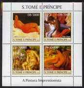 St Thomas & Prince Islands 2004 Impressionist Nude Paintings perf sheetlet #2 containing 4 values unmounted mint, Mi 2695-98