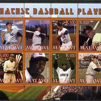 Malawi 2007 Greatest Baseball Players perf sheetlet containing 8 values unmounted mint