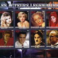 Djibouti 2007 Legendary Actors perf sheetlet containing 8 values unmounted mint (Bardot, Marilyn, M Dietrich, S Loren, James dean, Elvis, Chaplin & M Brando)