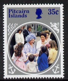 Pitcairn Islands 1985 Life & Times of HM Queen Mother 35c with wmk inverted unmounted mint SG 269w (gutter pairs price x2)
