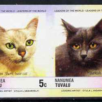 Tuvalu - Nanumea 1985 Cats 5c American Short-hair & Turkish Angora (Leaders of the World) imperf se-tenant pair unmounted mint