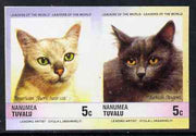 Tuvalu - Nanumea 1985 Cats 5c American Short-hair & Turkish Angora (Leaders of the World) imperf se-tenant pair unmounted mint