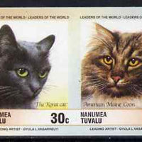 Tuvalu - Nanumea 1985 Cats 30c The Korat & American Maine Coon (Leaders of the World) imperf se-tenant pair unmounted mint