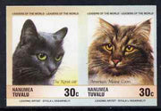 Tuvalu - Nanumea 1985 Cats 30c The Korat & American Maine Coon (Leaders of the World) imperf se-tenant pair unmounted mint