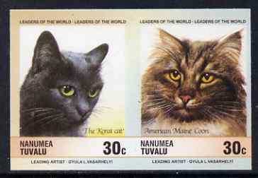 Tuvalu - Nanumea 1985 Cats 30c The Korat & American Maine Coon (Leaders of the World) imperf se-tenant pair unmounted mint