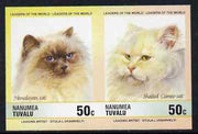 Tuvalu - Nanumea 1985 Cats 50c Himalayan & Shaded Cameo (Leaders of the World) imperf se-tenant pair unmounted mint