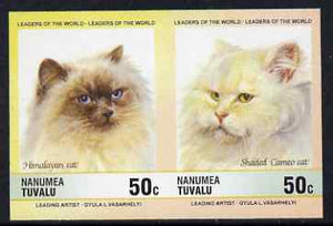 Tuvalu - Nanumea 1985 Cats 50c Himalayan & Shaded Cameo (Leaders of the World) imperf se-tenant pair unmounted mint
