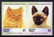 Tuvalu - Nanumea 1985 Cats $1 Long Haired Ginger & Siamese Seal Point (Leaders of the World) imperf se-tenant pair unmounted mint