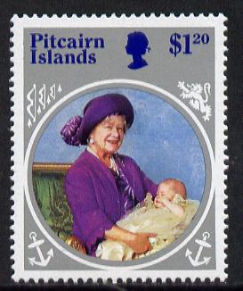 Pitcairn Islands 1985 Life & Times of HM Queen Mother $1.20 with wmk inverted unmounted mint SG 271w (gutter pairs price x2)