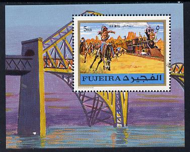 Fujeira 1971 Trains (Indians attacking train with Bridge in background) m/sheet unmounted mint (Mi BL 46A)