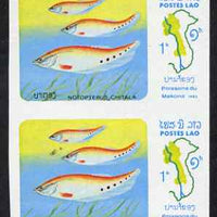 Laos 1983 Fish of Meking River 1k Clown Knifefish imperf pair unmounted mint SG 668var