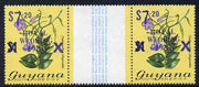 Guyana 1981 Royal Wedding (1st issue) $7.20 on $1 Flowering Plant (surch in blue) interpaneau gutter pair unmounted mint, SG 770d