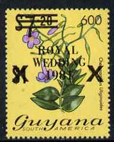 Guyana 1984 Surcharged 600c on $7.20 (black surch) on Royal Wedding overprint unmounted mint, SG 1351b