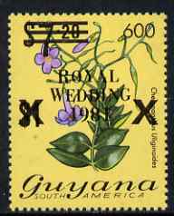 Guyana 1984 Surcharged 600c on $7.20 (black surch) on Royal Wedding overprint unmounted mint, SG 1351b