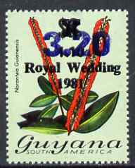 Guyana 1984 Surcharged $3.20 on $1.10 on $2 on unissued Royal Wedding overprint unmounted mint, SG 1133