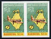 Barbuda 1974 Britten Norman & Map $2.50 Imperf pair (from UPU set) unmounted mint as SG 178