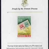 Barbuda 1974 Stamps of 1922 $1.20 imperf proof mounted on Format International proof card as SG 178