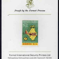 Barbuda 1974 Britten Norman & Map $2.50 imperf proof mounted on Format International proof card as SG 179