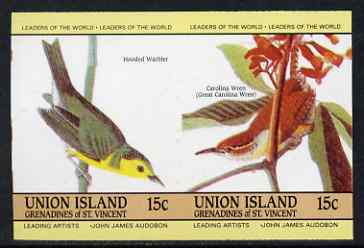 St Vincent - Union Island 1985 John Audubon Birds 15c Hooded Warbler & Carolina Wren imperf se-tenant pair unmounted mint