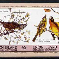 St Vincent - Union Island 1985 John Audubon Birds 50c Sparrow & Grosbeak imperf se-tenant pair unmounted mint
