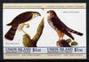 St Vincent - Union Island 1985 John Audubon Birds $1.50 Hawk & Merlin imperf se-tenant pair unmounted mint