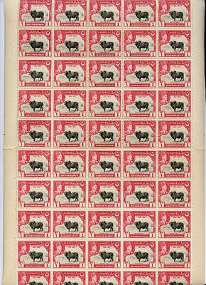Bahawalpur 1949 S Jubilee of Accession 1a (Bull) complete folded sheet of 50 unmounted mint, SG 42