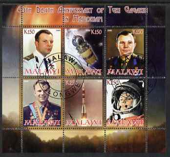 Malawi 2008 40th Death Anniversary of Yuri Gagarin perf sheetlet containing 6 values fine cto used
