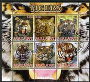 Malawi 2008 Tigers perf sheetlet containing 6 values fine cto used