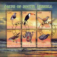 Malawi 2008 Birds of South America perf sheetlet containing 6 values fine cto used
