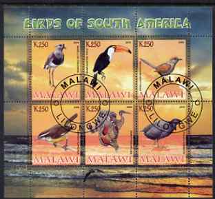 Malawi 2008 Birds of South America perf sheetlet containing 6 values fine cto used