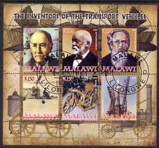 Malawi 2008 Transport Inventors #2 perf sheetlet containing 6 values fine cto used