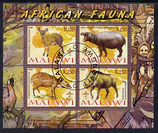 Malawi 2008 African Fauna perf sheetlet containing 4 values, each with Scout logo fine cto used