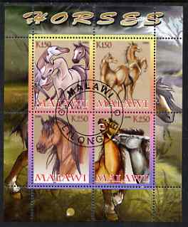 Malawi 2008 Horses perf sheetlet containing 4 values fine cto used