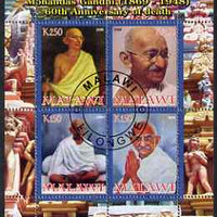 Malawi 2008 Gandhi 60th Death Anniversary perf sheetlet containing 4 values fine cto used