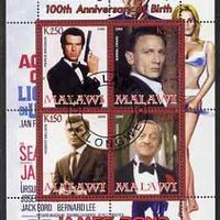 Malawi 2008 Ian Fleming 100th Birth Anniversary (James Bond) #2 perf sheetlet containing 4 values fine cto used