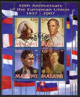 Malawi 2008 European Union 50th Anniversary perf sheetlet containing 4 values fine cto used