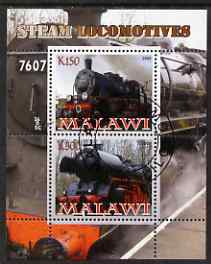 Malawi 2008 Steam Railways perf sheetlet #1 containing 2 values fine cto used
