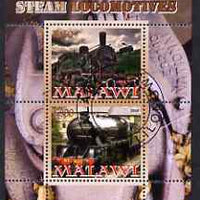 Malawi 2008 Steam Railways perf sheetlet #2 containing 2 values fine cto used