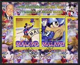 Malawi 2008 Disney - 80th Anniversary of Mickey Mouse perf sheetlet #1 containing 2 values fine cto used